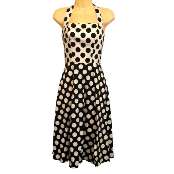 Kenley Collins Dresses & Skirts - Kenley Collins Project Runway Rare Polka Dot Halter Dress XS Pin Up Vintage Vibe